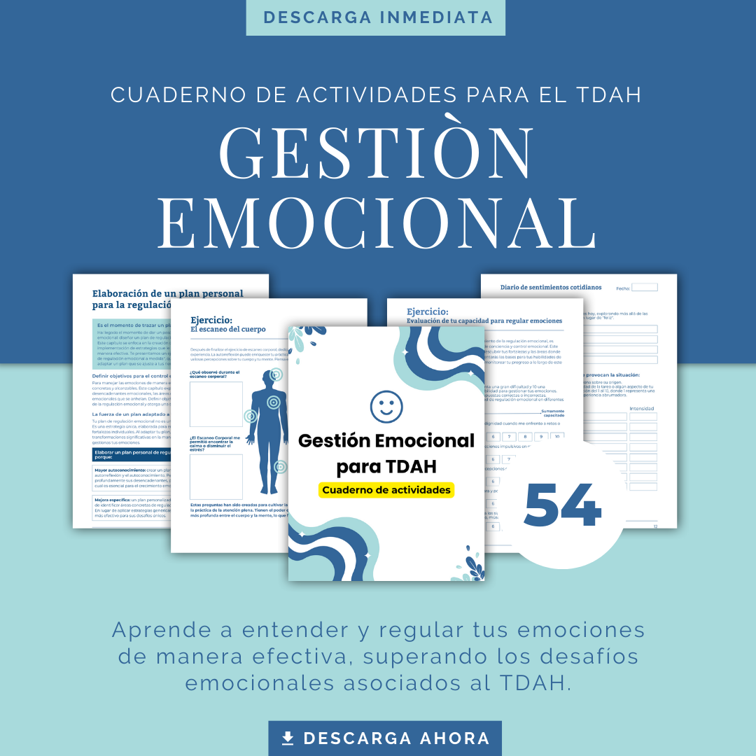 Gestión Emocional para TDAH - Cuaderno de Actividades - 54 páginas