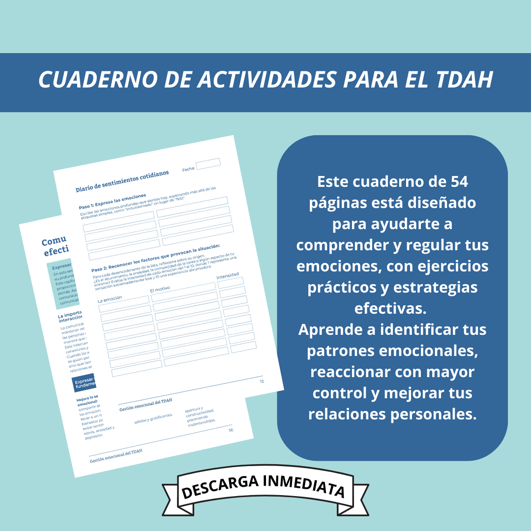 Gestión Emocional para TDAH - Cuaderno de Actividades - 54 páginas